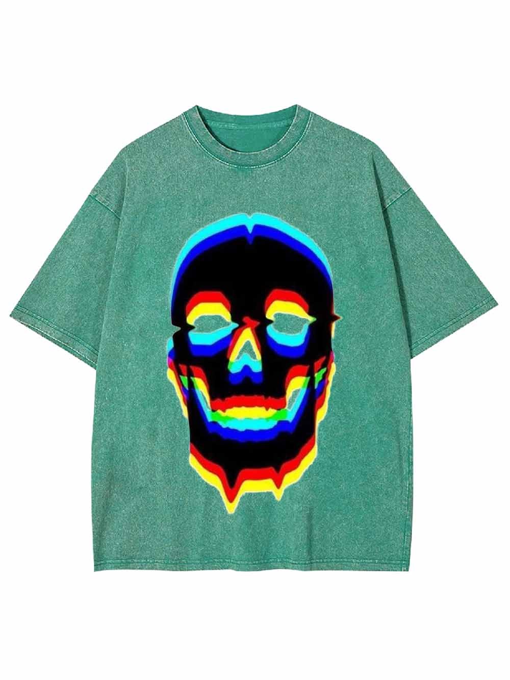 Cyberpunk Neon Skull Washed Tshirt