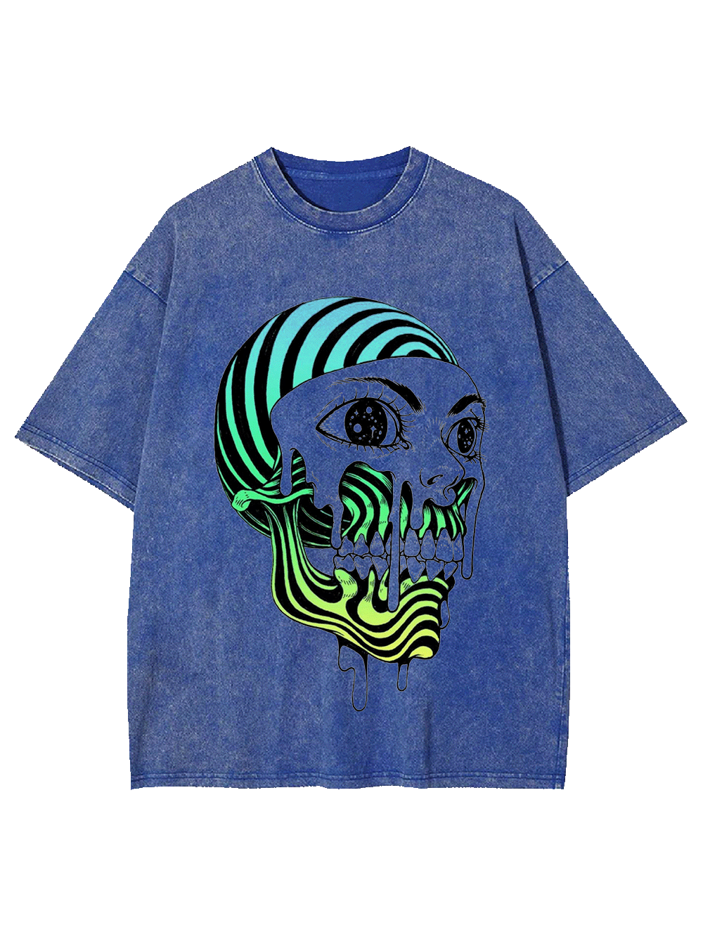 Psychedelic Neon Skull Washed Tshirt
