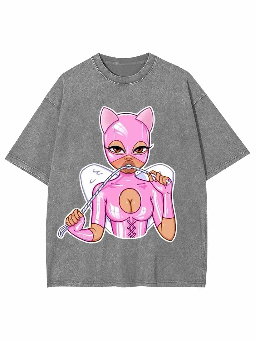 Pink Catwoman Angel Washed Tshirt