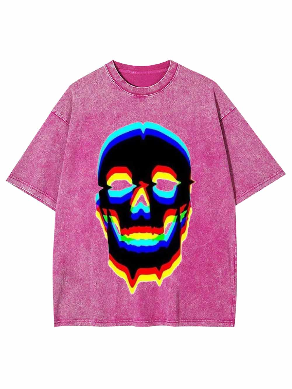 Cyberpunk Neon Skull Washed Tshirt