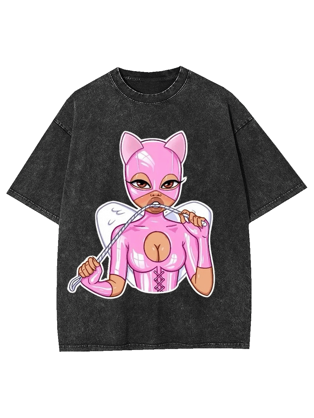 Pink Catwoman Angel Washed Tshirt
