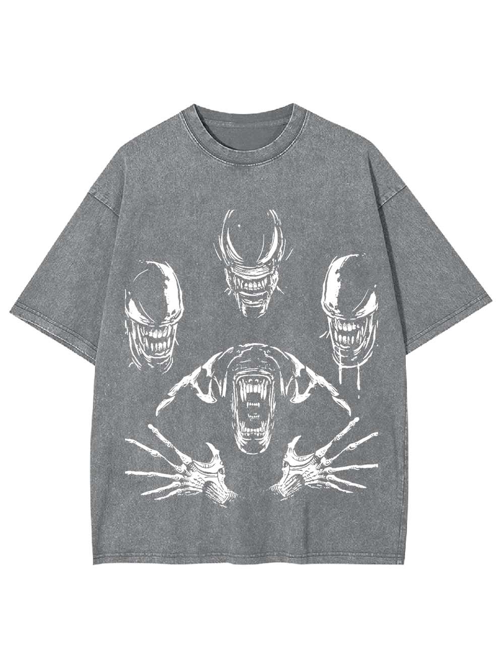 Monster Skeleton Roaring Washed Tshirt