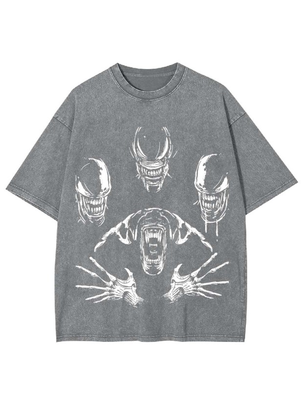 Monster Skeleton Roaring Washed Tshirt