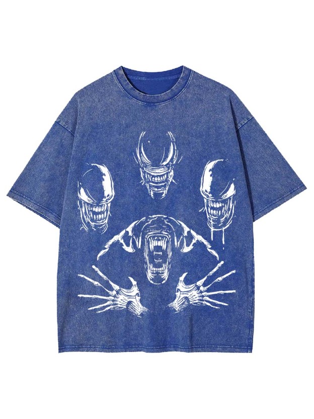 Monster Skeleton Roaring Washed Tshirt