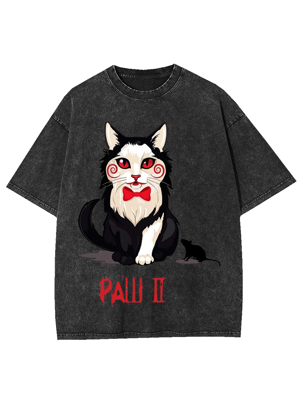 PAW II Black White Cat Washed Tshirt