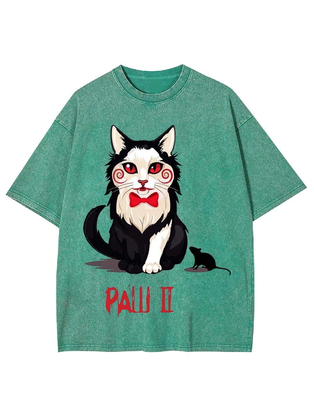 PAW II Black White Cat Washed Tshirt