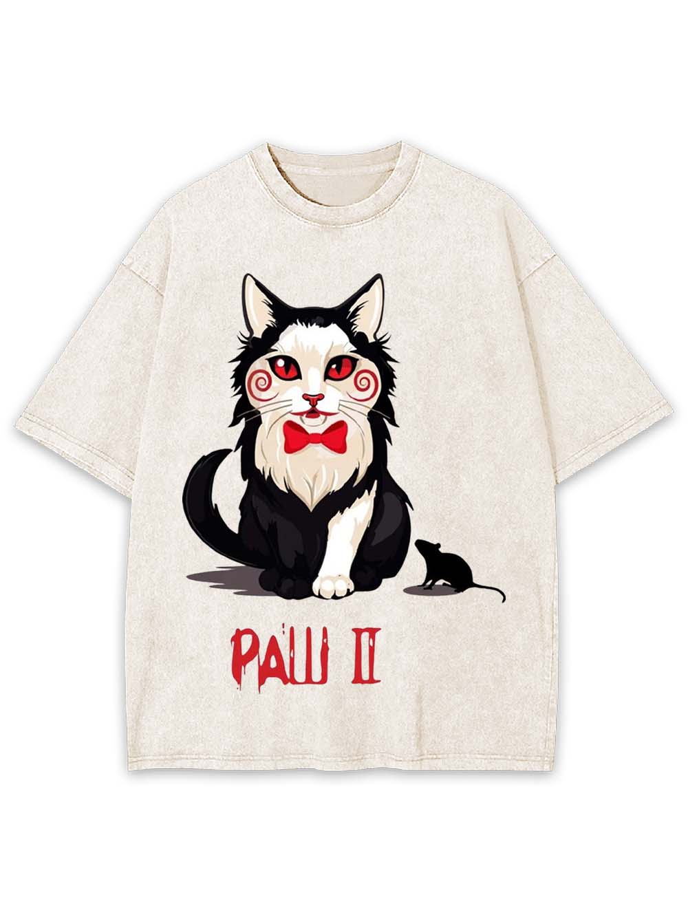 PAW II Black White Cat Washed Tshirt