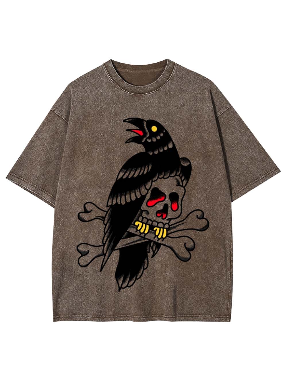 Skull Crossbones Graphic Washed Tshirt