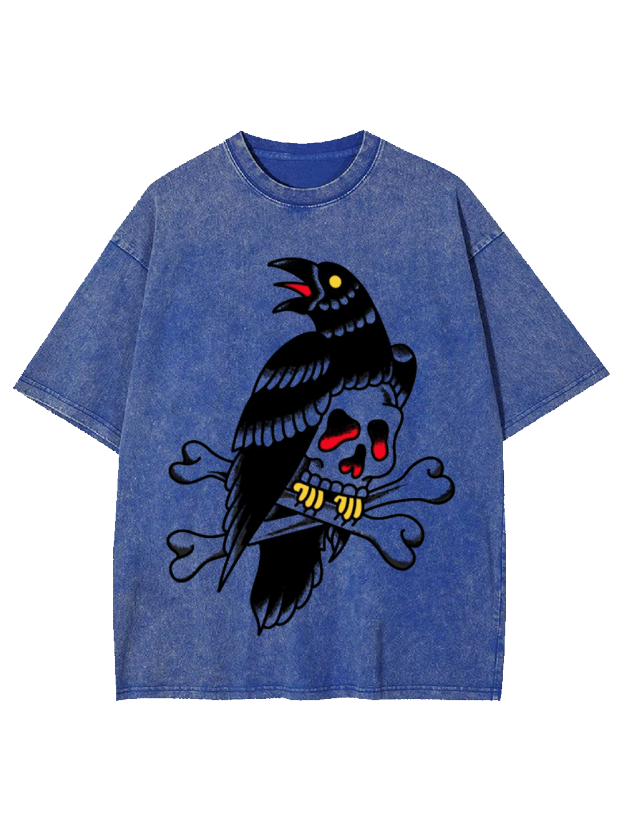 Skull Crossbones Graphic Washed Tshirt