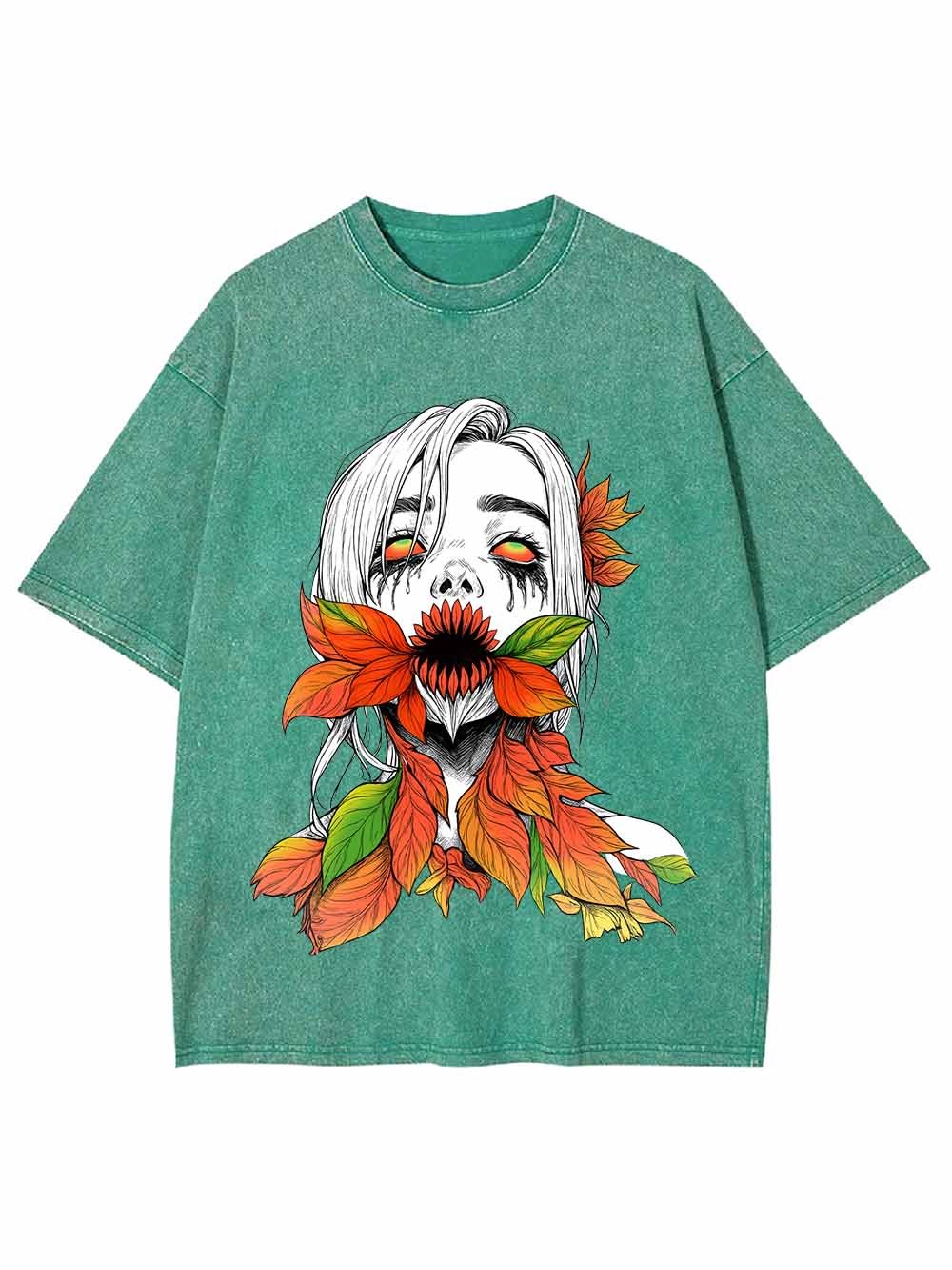 Flower Demon Autumn Leaves Washed Tshirt