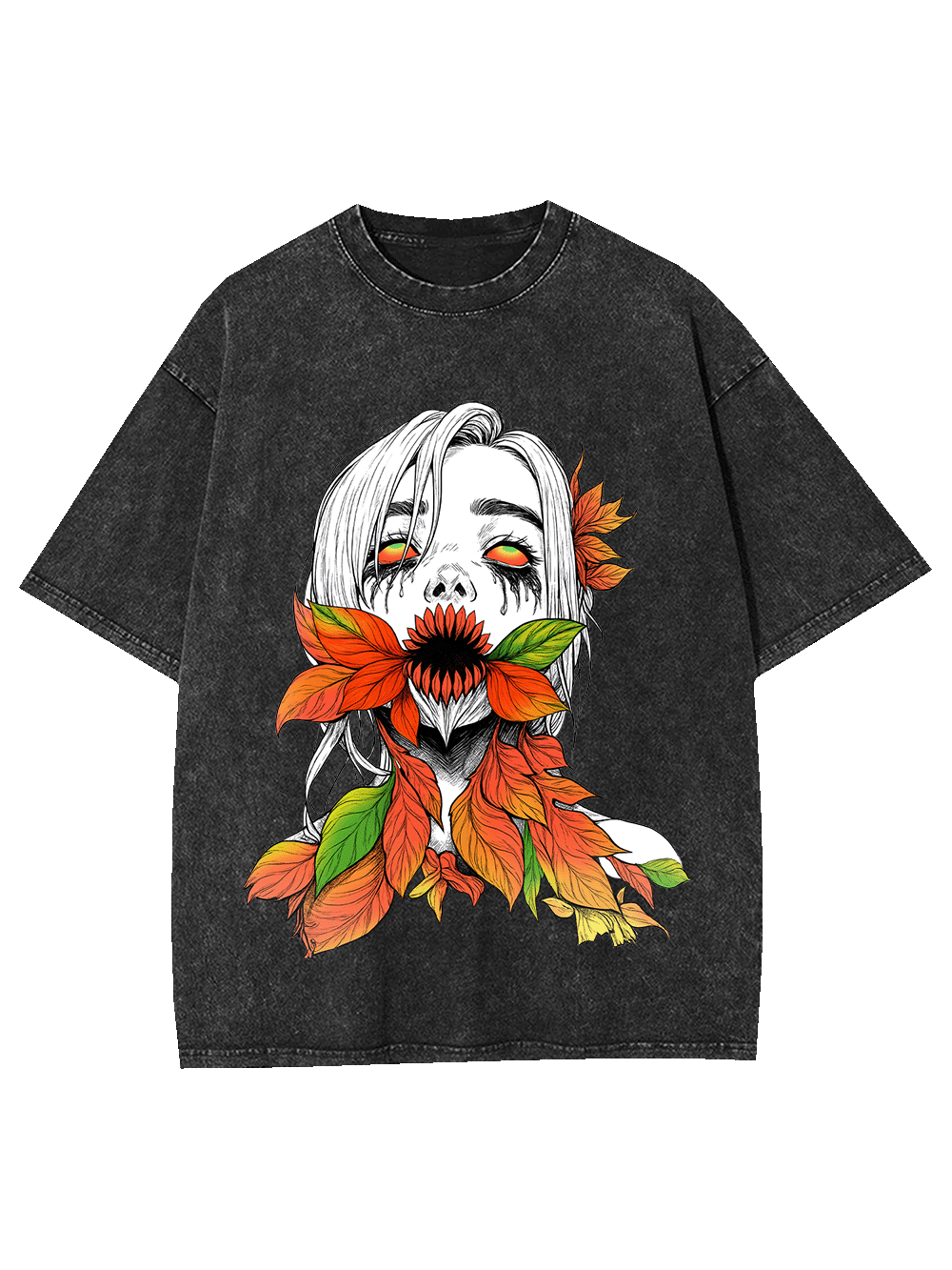 Flower Demon Autumn Leaves Washed Tshirt