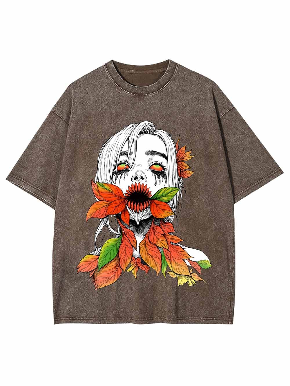 Flower Demon Autumn Leaves Washed Tshirt
