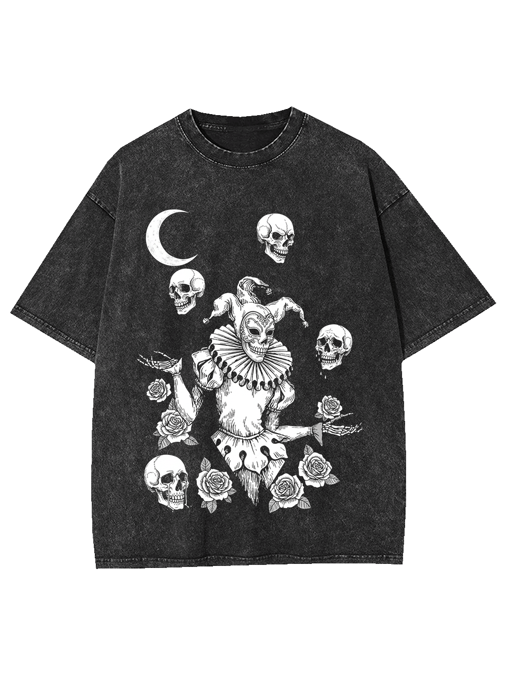 Skull Clown Rose Washed Tshirt