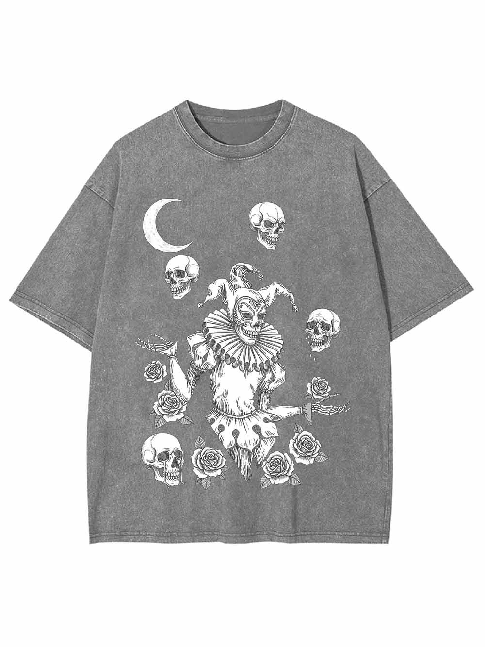 Skull Clown Rose Washed Tshirt