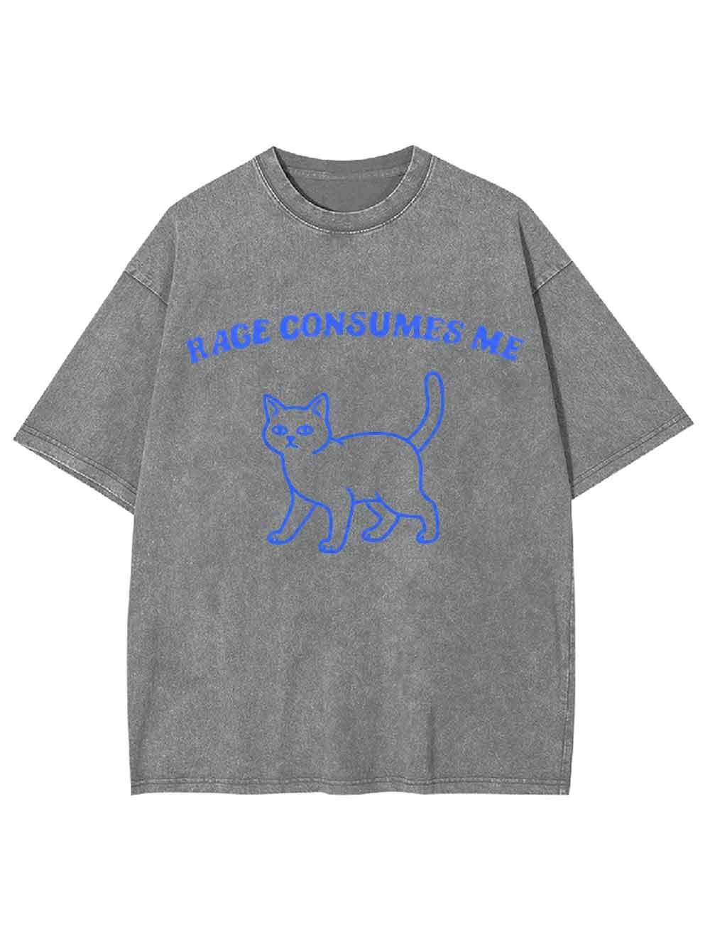 Rage Consumes Me Cat Washed Tshirt-ClassyOutlaw Sale