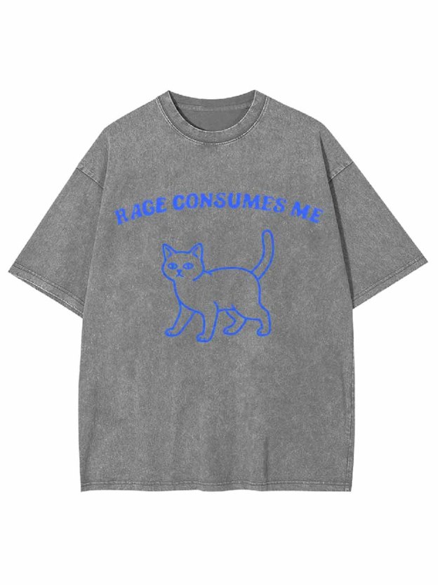 Rage Consumes Me Cat Washed Tshirt