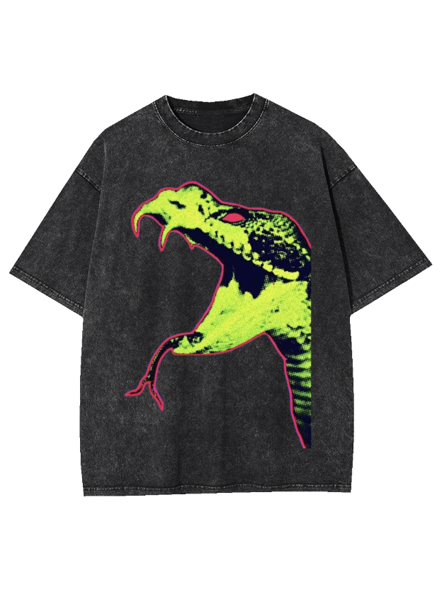 Neon Snake Head Washed Tshirt