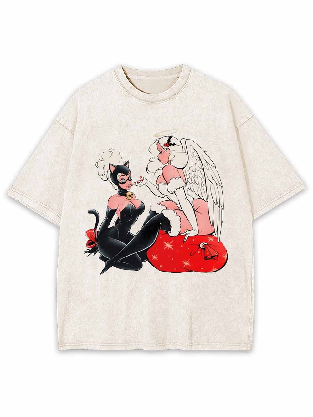 Catwoman And Angel Washed Tshirt