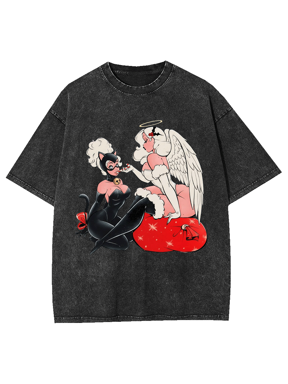 Catwoman And Angel Washed Tshirt