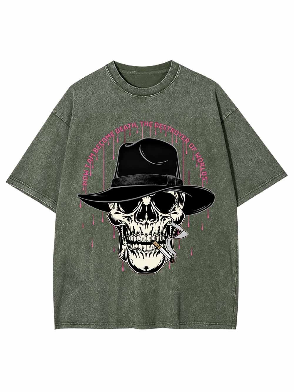 Dark Skull Gentleman Hat Washed Tshirt
