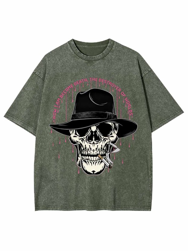 Dark Skull Gentleman Hat Washed Tshirt