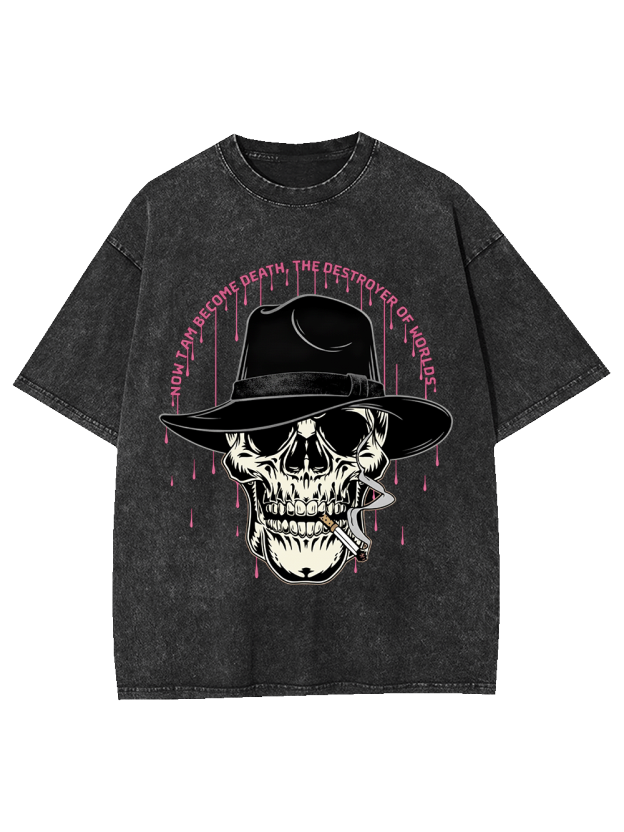 Dark Skull Gentleman Hat Washed Tshirt