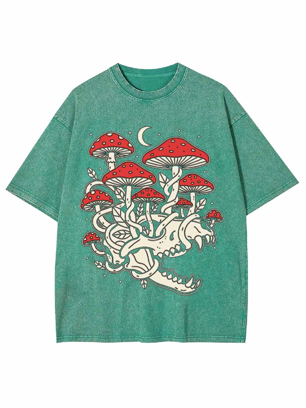 Skull And Mushroom Forest Washed Tshirt
