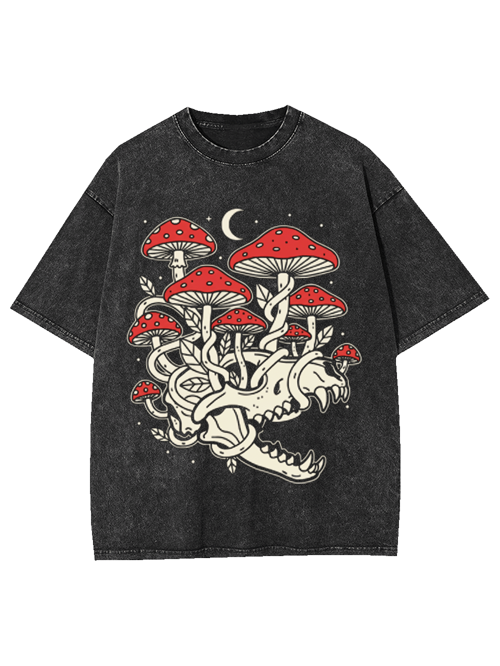Skull And Mushroom Forest Washed Tshirt