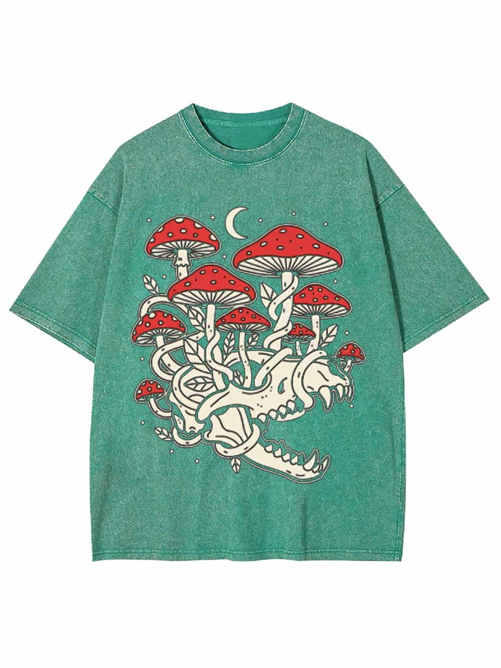 Skull And Mushroom Forest Washed Tshirt