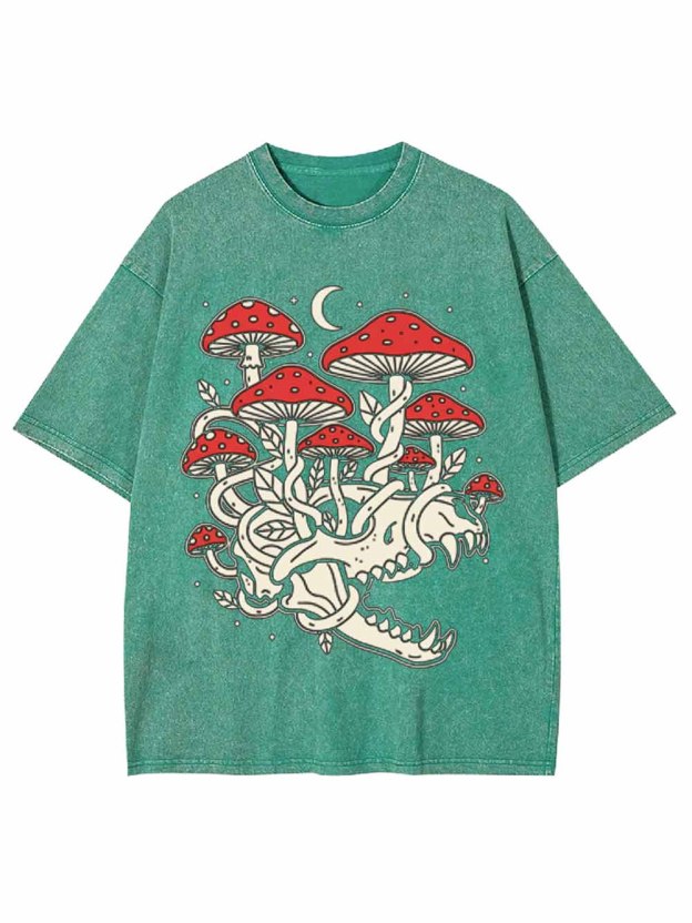 Skull And Mushroom Forest Washed Tshirt