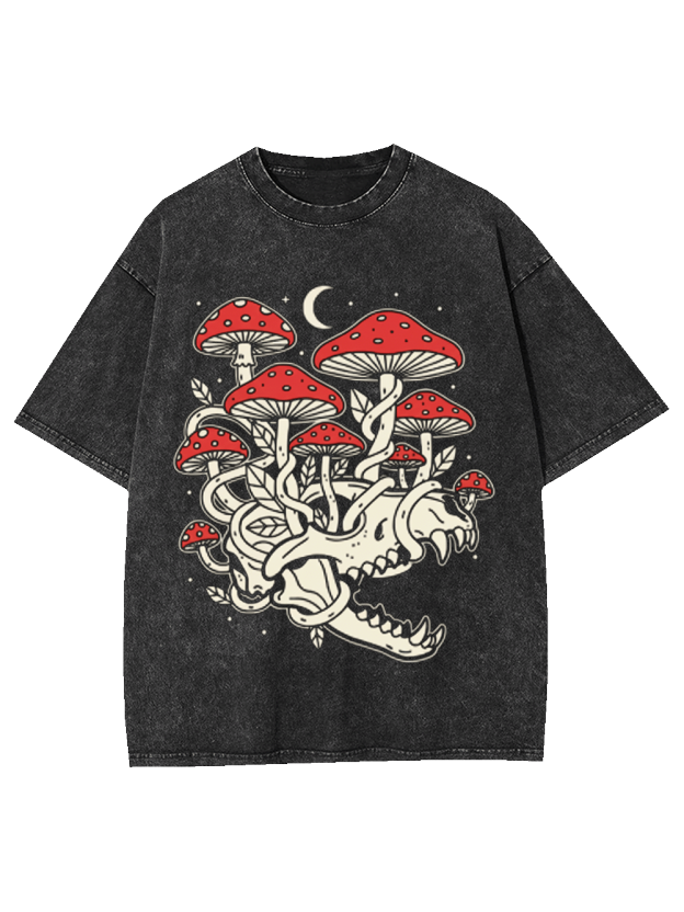 Skull And Mushroom Forest Washed Tshirt