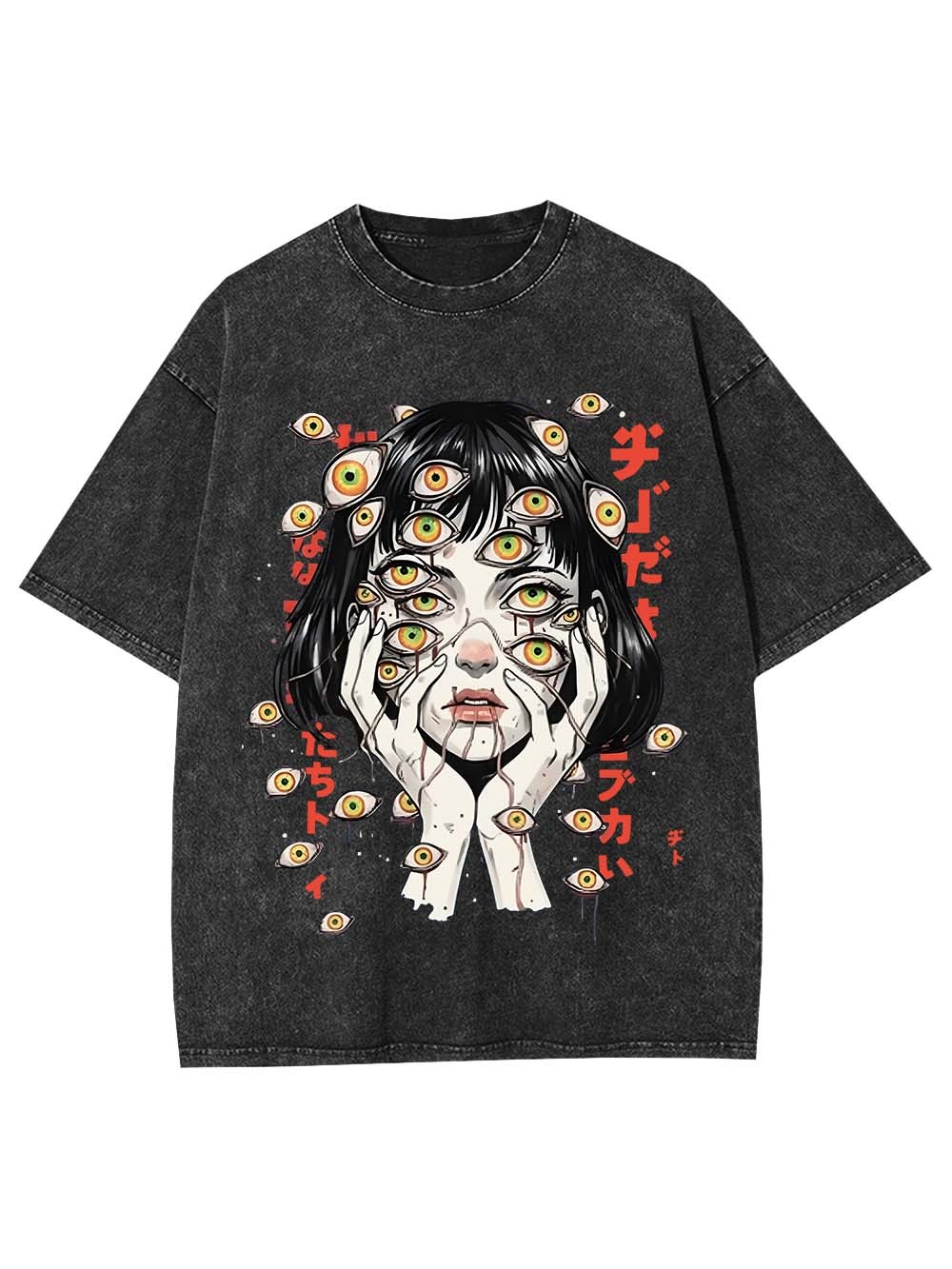 Weird Fantasy Girl With Many Eyes Washed Tshirt