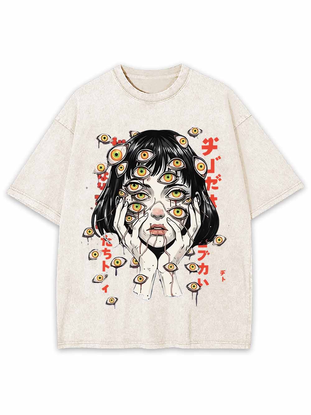Weird Fantasy Girl With Many Eyes Washed Tshirt