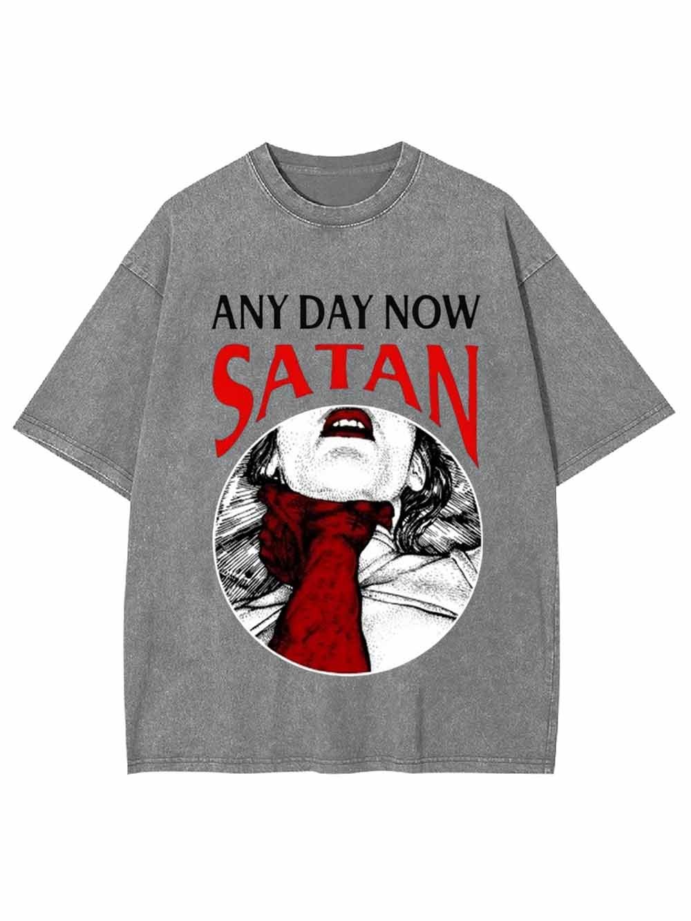 ANY DAY NOW SATAN Washed Tshirt