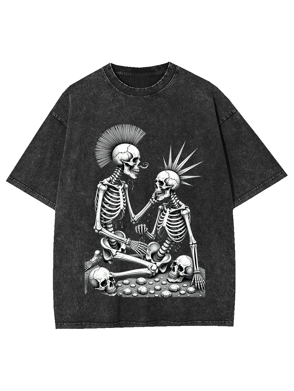 Crying Skeleton Washed Tshirt-ClassyOutlaw Sale
