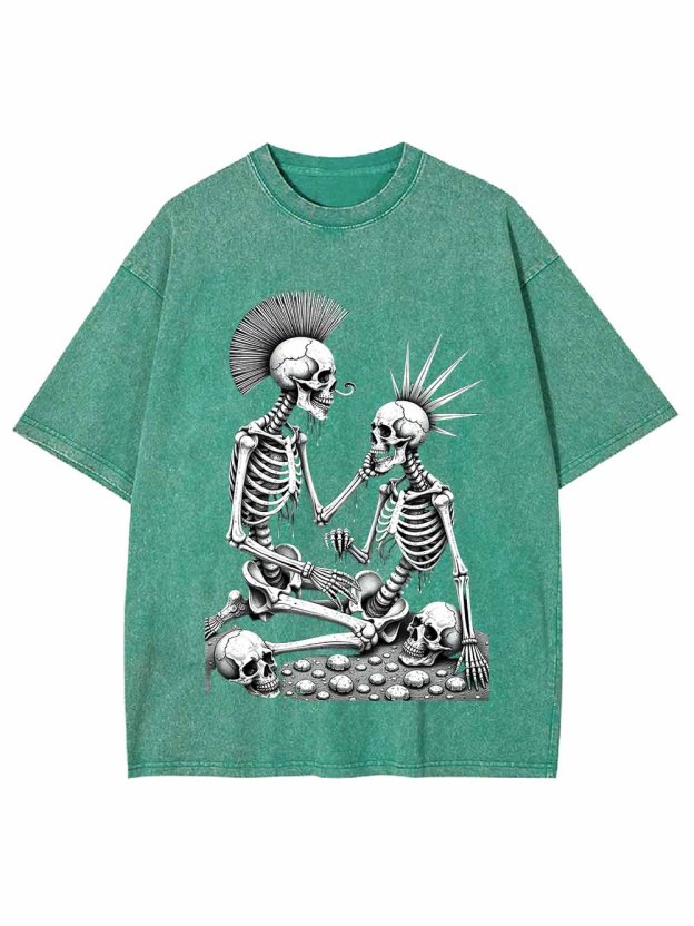 Skeleton Couple Washed Tshirt