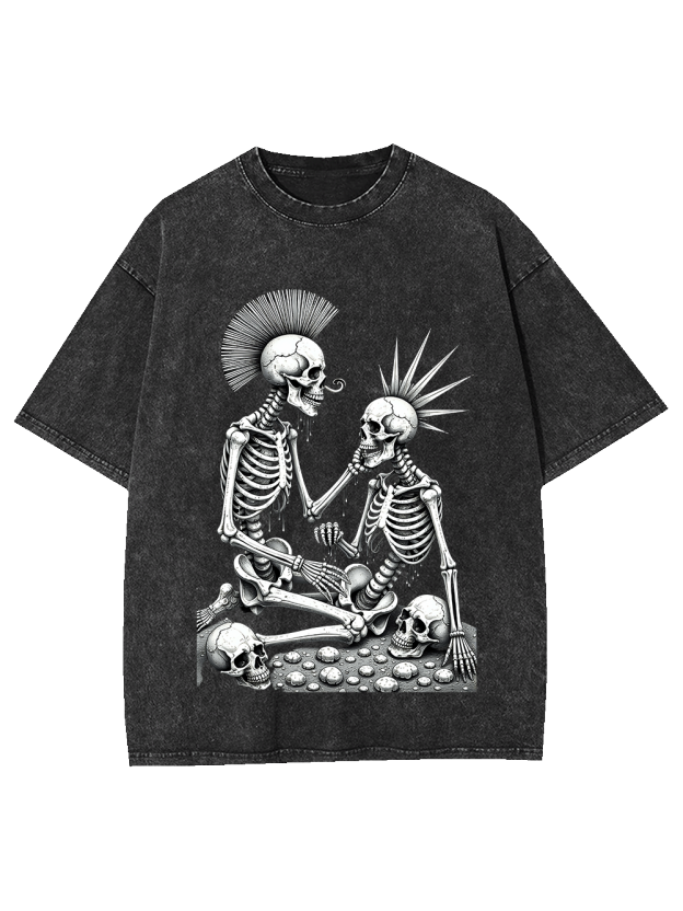 Skeleton Couple Washed Tshirt