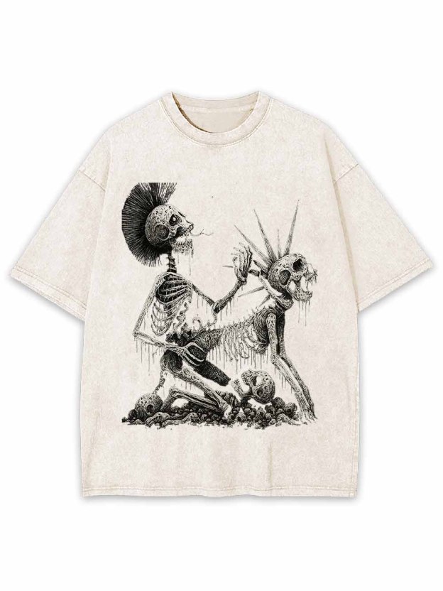 Skeleton Couple Washed Tshirt