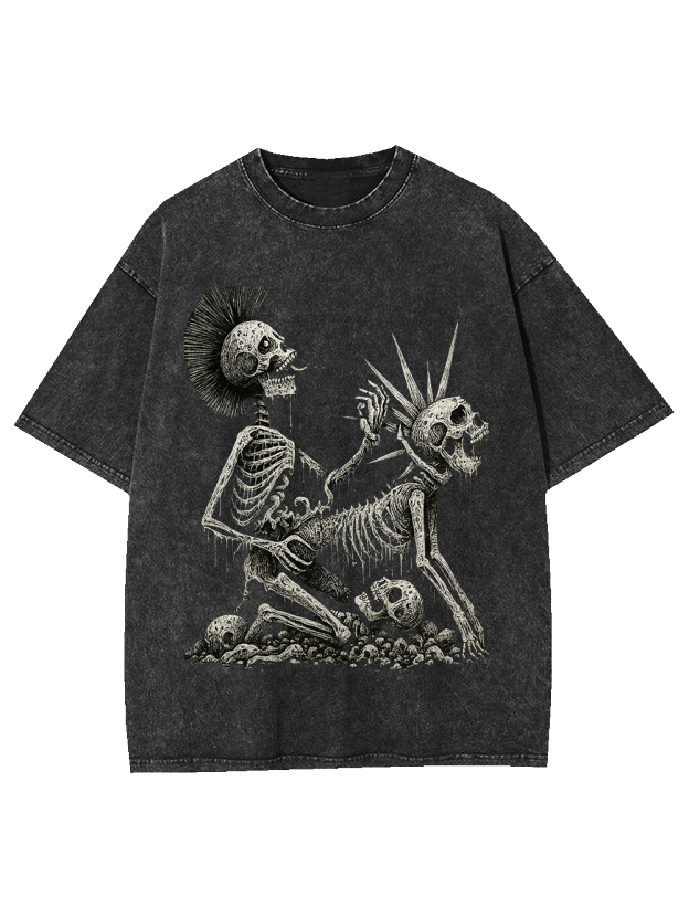 Skeleton Couple Washed Tshirt