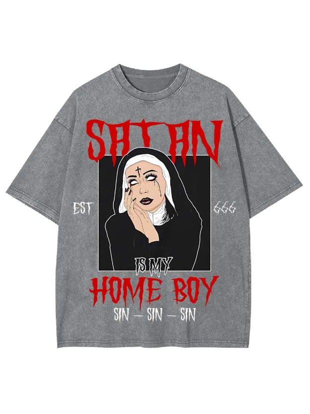Satan Is My Homeboy Washed Tshirt