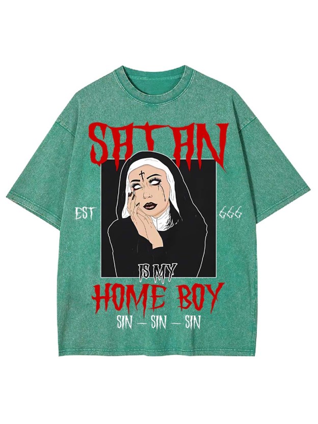 Satan Is My Homeboy Washed Tshirt