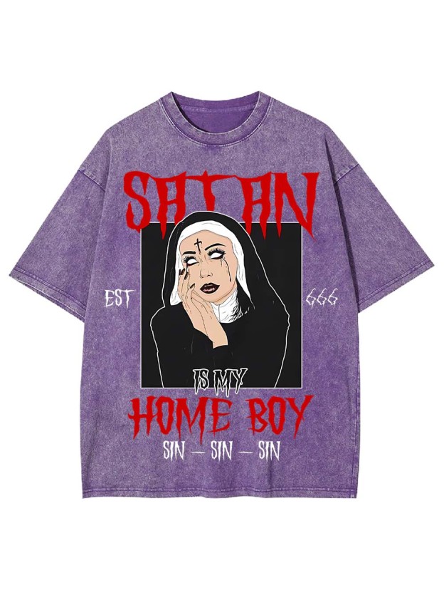 Satan Is My Homeboy Washed Tshirt