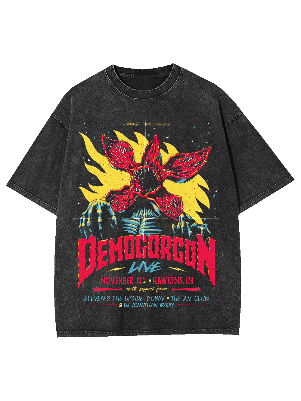 Stranger Things Demogorgon Live Washed Tshirt