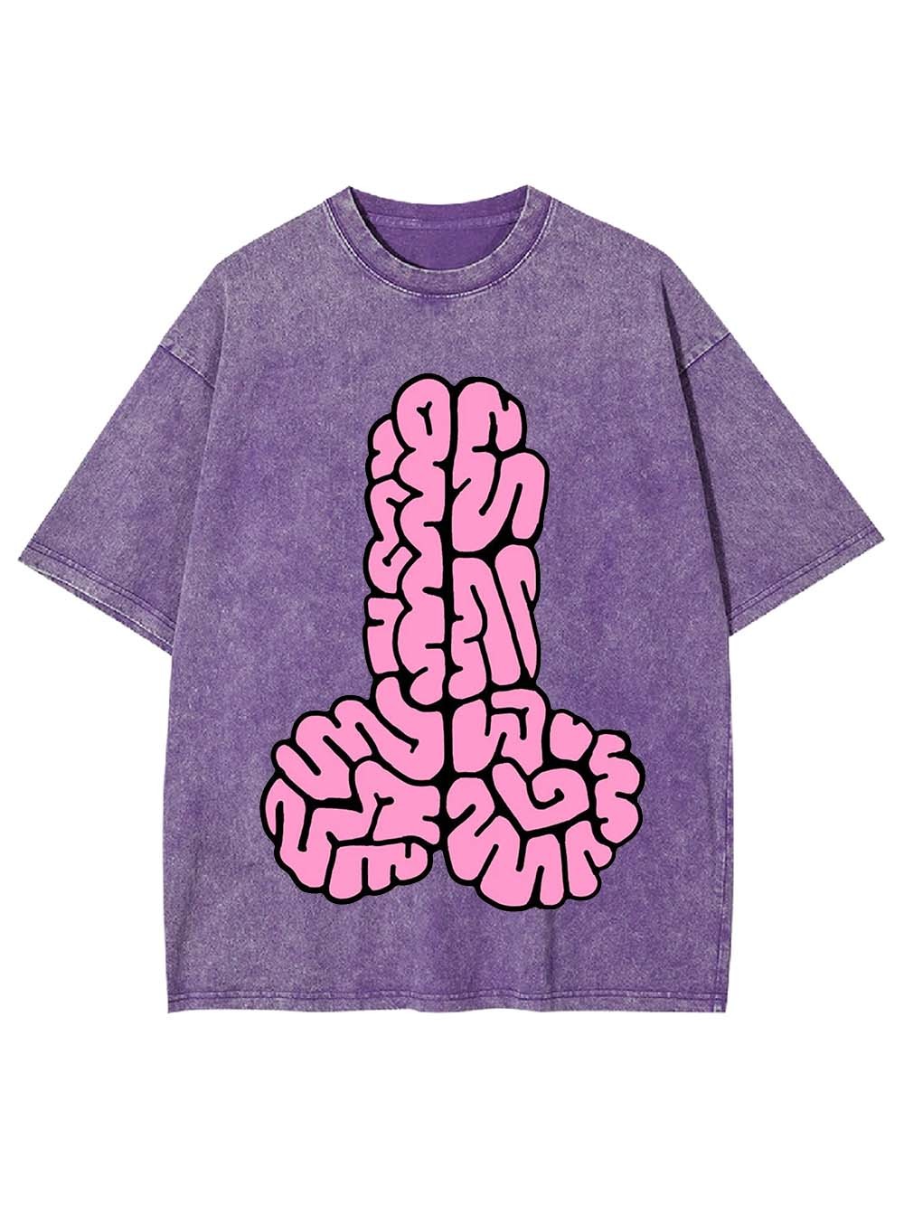 Pink Brain Pattern Abstract Washed Tshirt