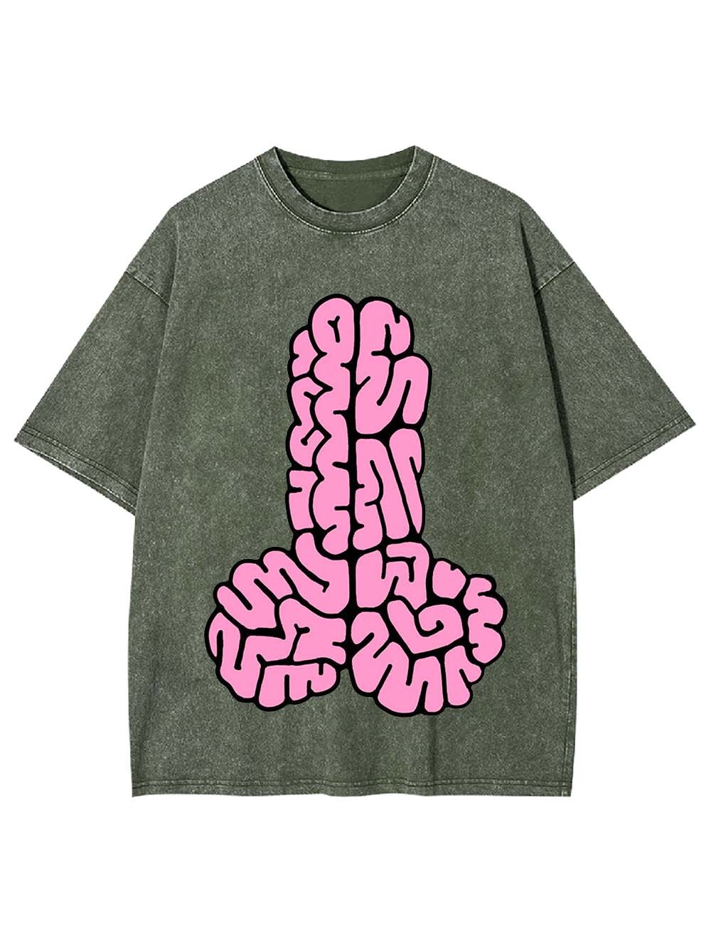 Pink Brain Pattern Abstract Washed Tshirt