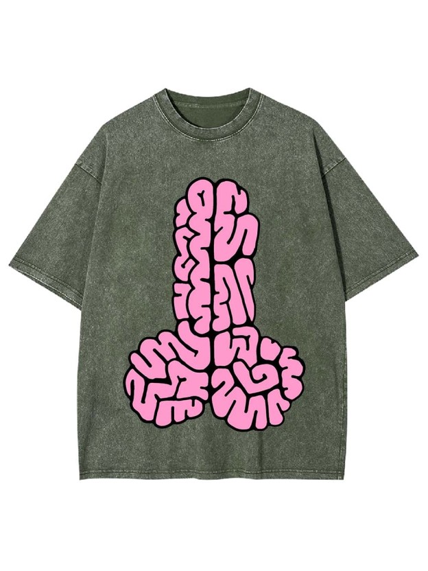 Pink Brain Pattern Abstract Washed Tshirt