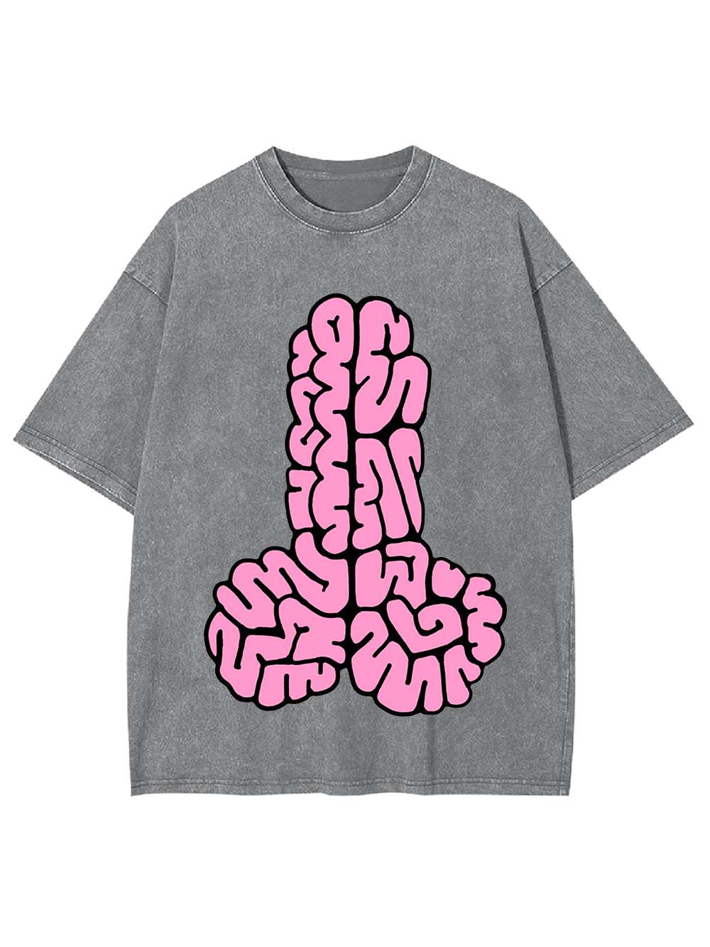 Pink Brain Pattern Abstract Washed Tshirt