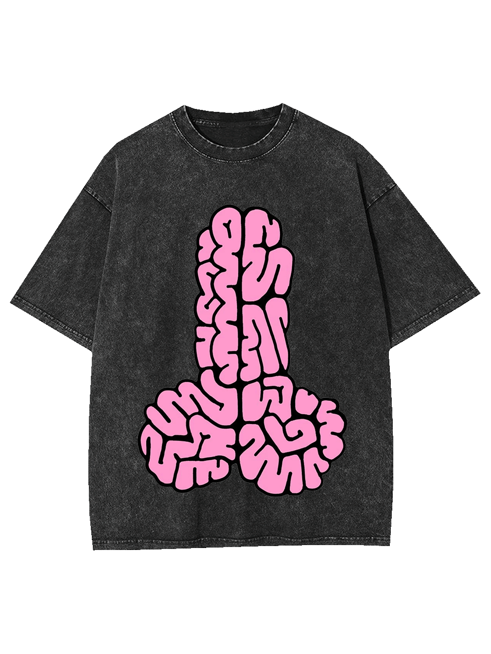 Pink Brain Pattern Abstract Washed Tshirt