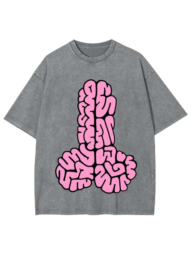 Pink Brain Pattern Abstract Washed Tshirt