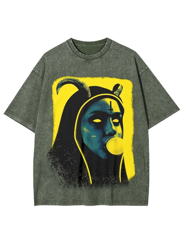 Nun Devil Horns Washed Tshirt